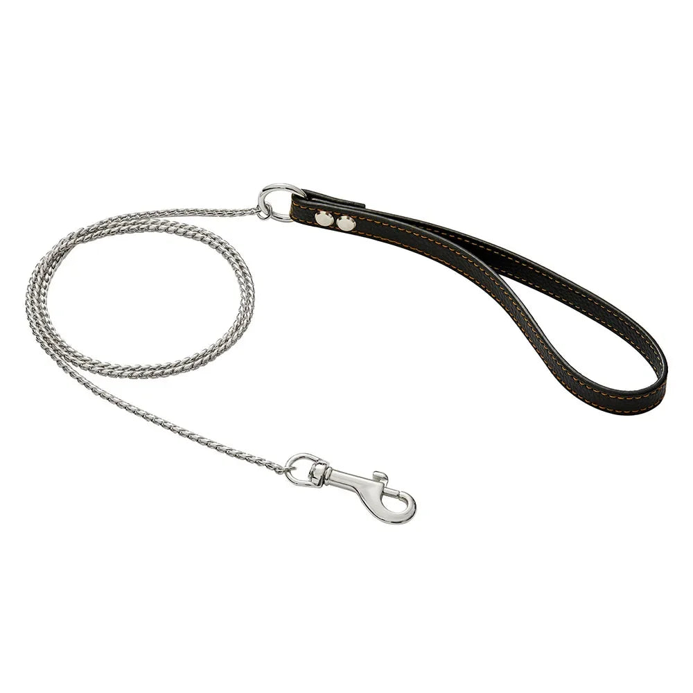 Dog Chain Leash for Dog Collar 18K Gold Sliver Cuban Link Anti-Bite Metal Strong Dog Leash for Walking Training Small Medium Dog