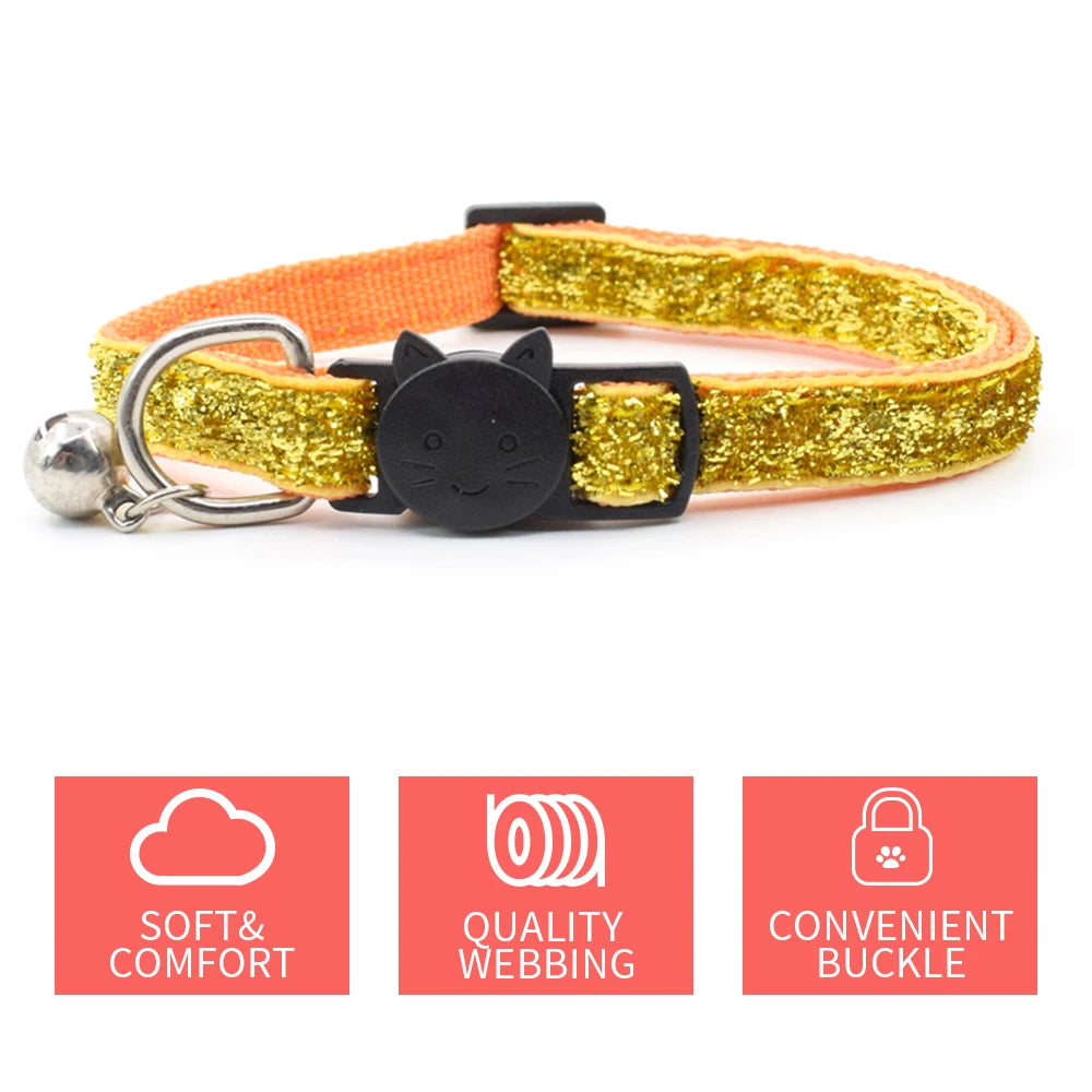 Celebrating Christmas, suitable for cats with bells, cat face safety buckle, nylon collar, pet cat collar, one piece