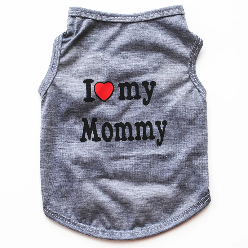 Small Dog Clothes Soft Cotton Puppy Shirt Classic Daddy Mommy Printed T-shirt Pet Vest Clothing for Cats Chihuahua Dog Apparel