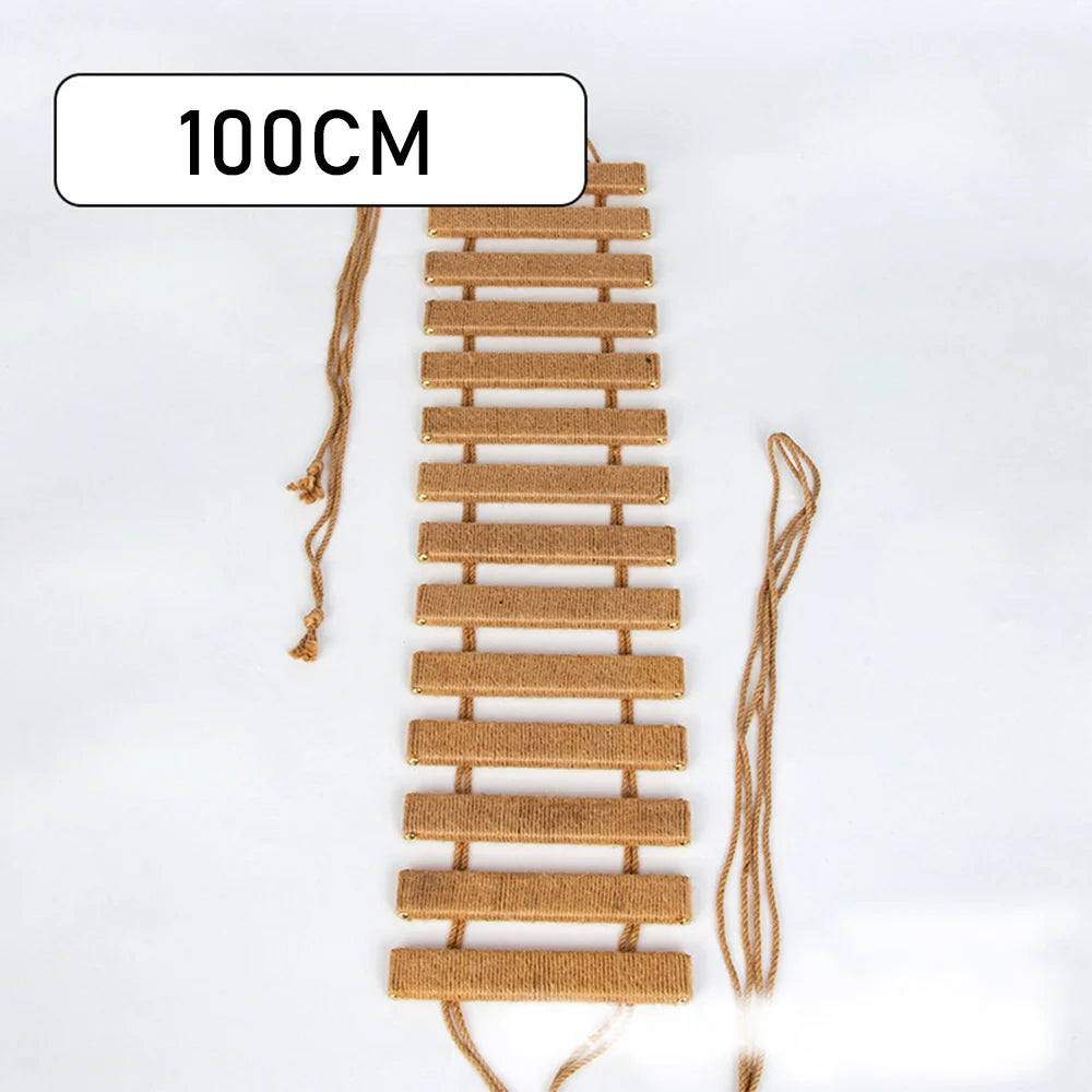 Cat Wall Mounted Climbing Shelves Bridge For Tree Cat Scratching Post Wooden Stairway Shelves Sisal Ladder Cat Climbing Frame