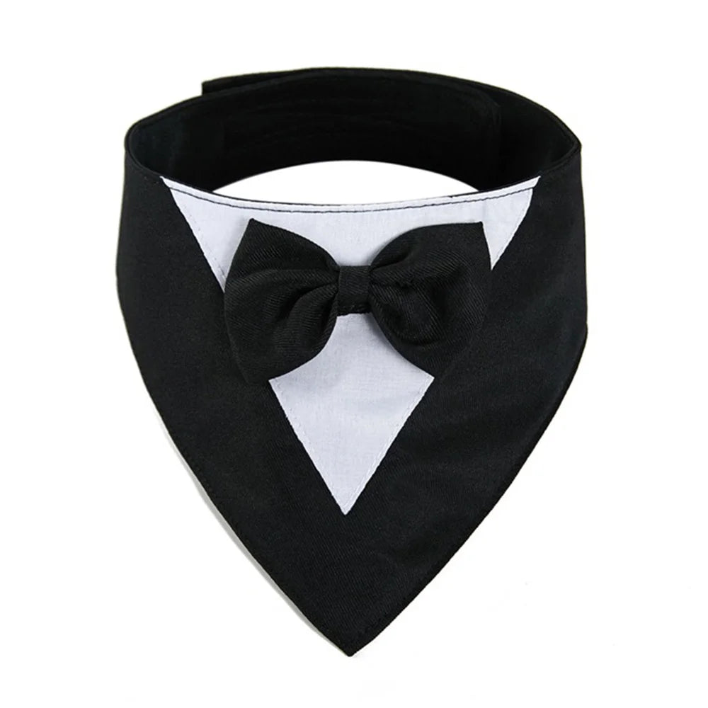 Pet Bow Tie Dog Collar Tuxedo Bandana Adjustable Formal Puppy Triangular Neck Wear for Wedding Birthday Dress-up Cosplay Party