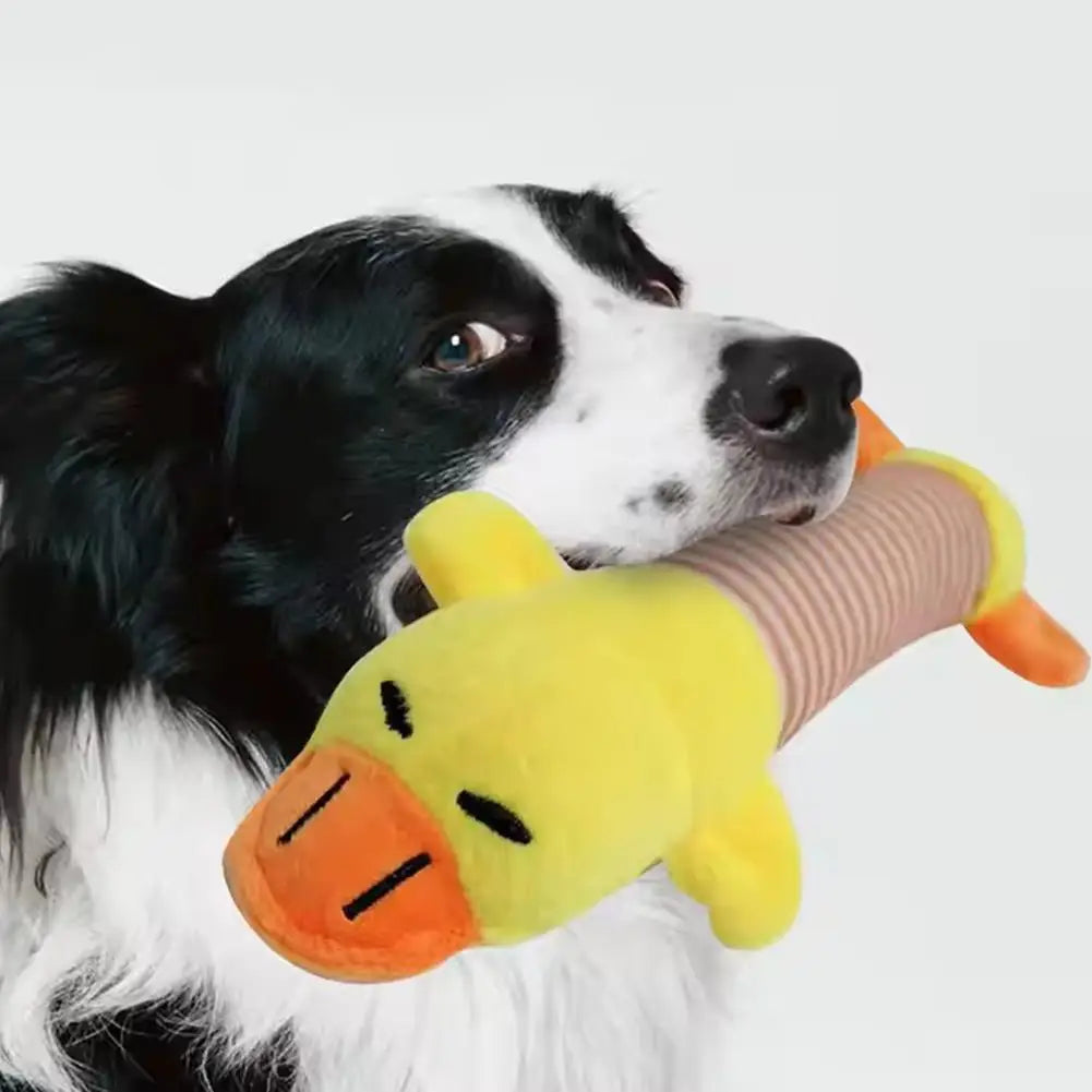 Pet Toys Cute Pet Chewing Teething Toys Cartoon Embroidery Bite-resistant Decompression Duck Pig Elephant Sounding Toys