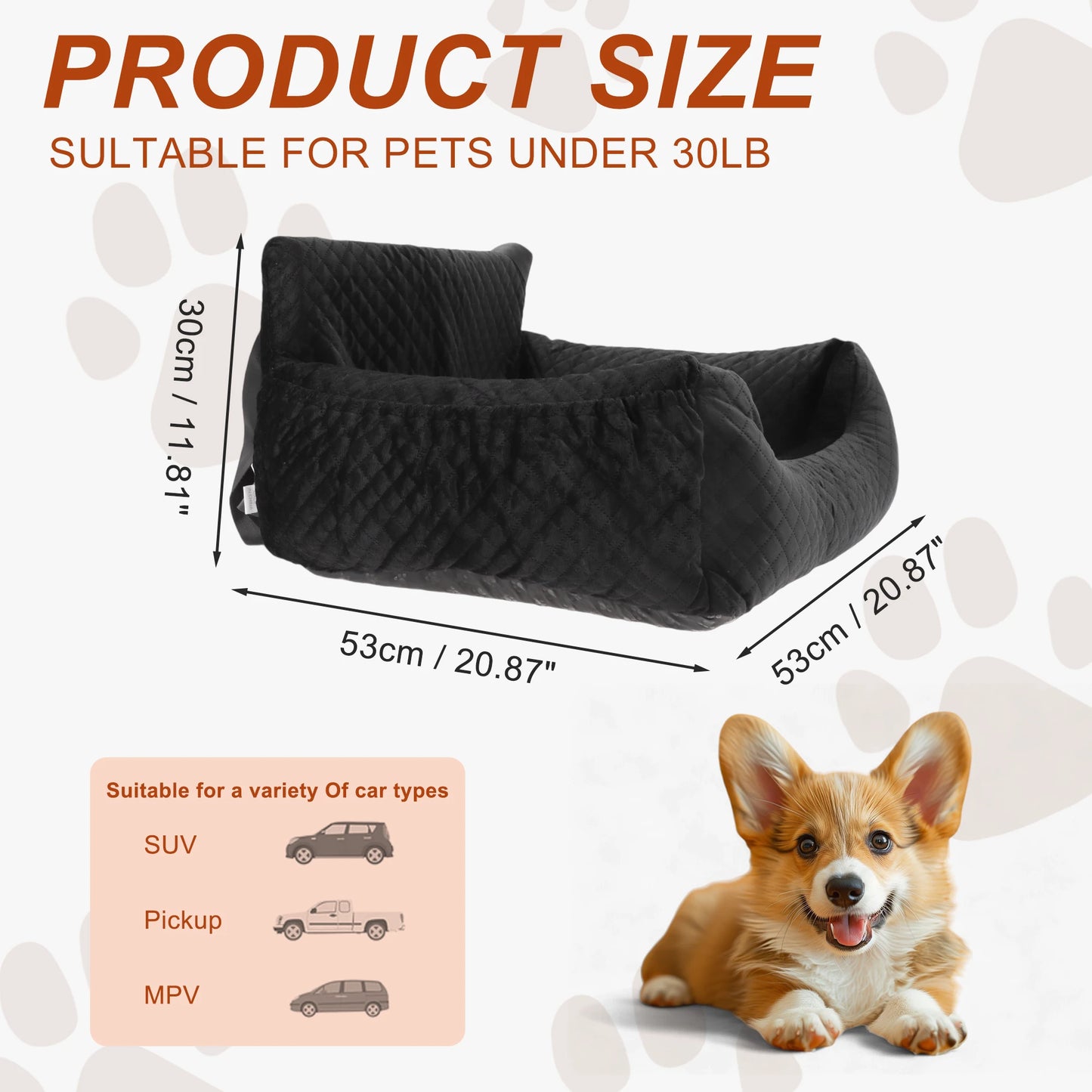 UXCELL Stylish Dog Travel Car Seat Casual Silod Dog Beds Mats Booster for Small Medium Dogs Safe Comfortable with Seat Belt