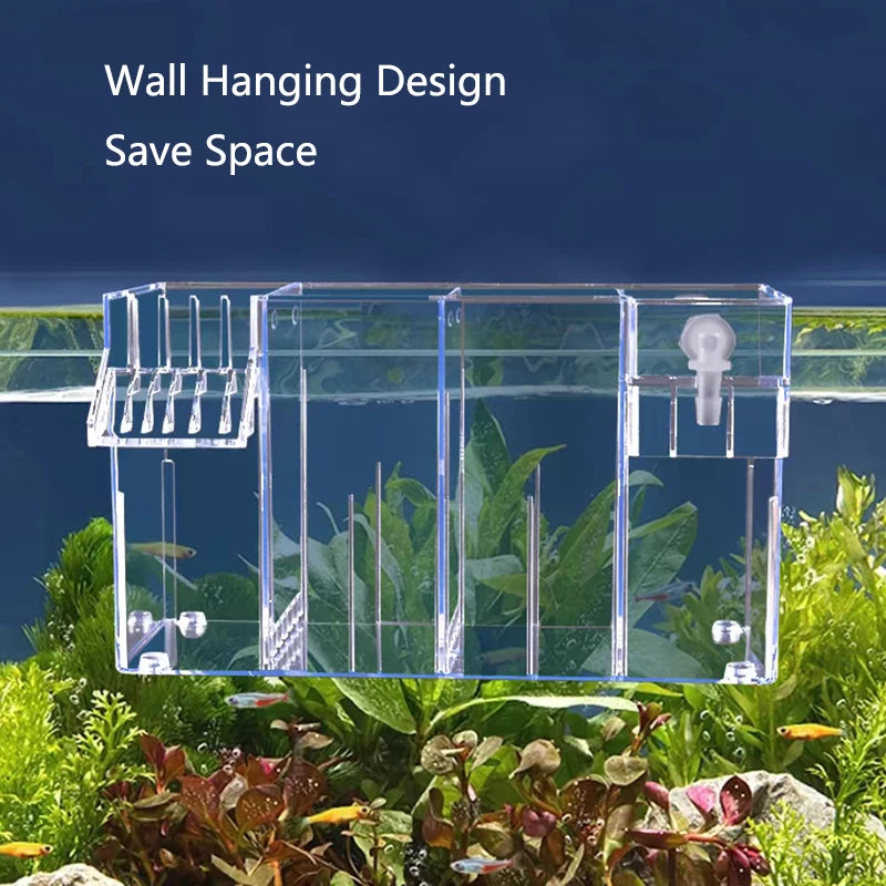 Fish Tank External Filter Box Acrylic Filter Dry and Wet Separation 4 in 1 Small Silent External Suspend Aquarium Drip Overflow