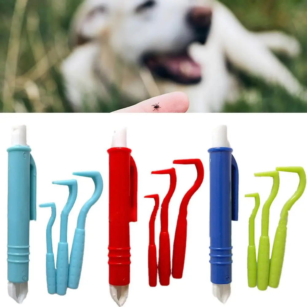 4PCS Dog Tick Remover Tool Tick Remover Tweezers Tongs Hooks Set Flea Remover Comb Lice Supplies for Pet Dog Cat Human Horse