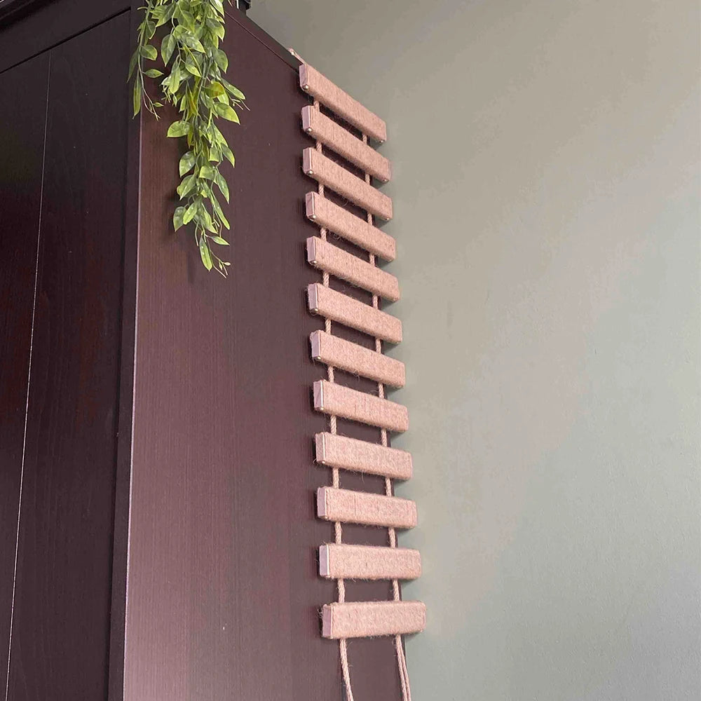 Cat Tree Cat Wall Mounted Climbing Wooden Shelves Sisal Ladder Cat Bridge Non-slip Step with Felt for Kittens Perch Sleeping