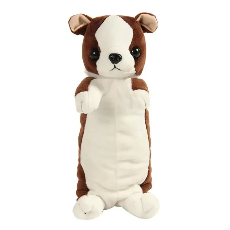 1PC Estuche de lápices de felpa suave para niños y niñas, bolsa de bolígrafos de simulación , lindo perro, papelería escolar