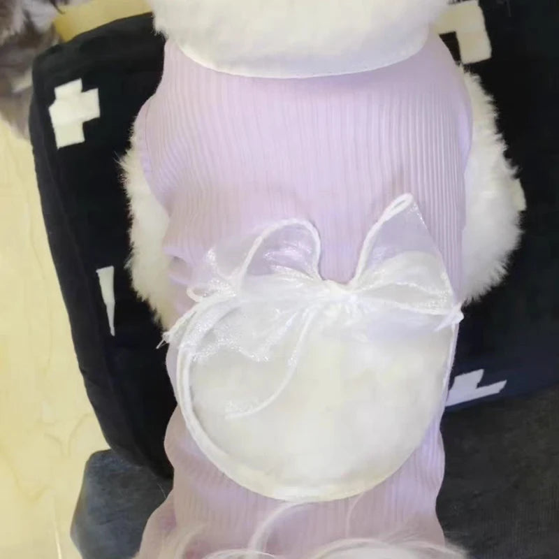 Vest for Dogs Solid Bow Dog Clothes for Small Dogs Sexy Backless Dog Costume Chihuahua Bichon 2024 Girls Dog Shirt Puppy T-Shirt