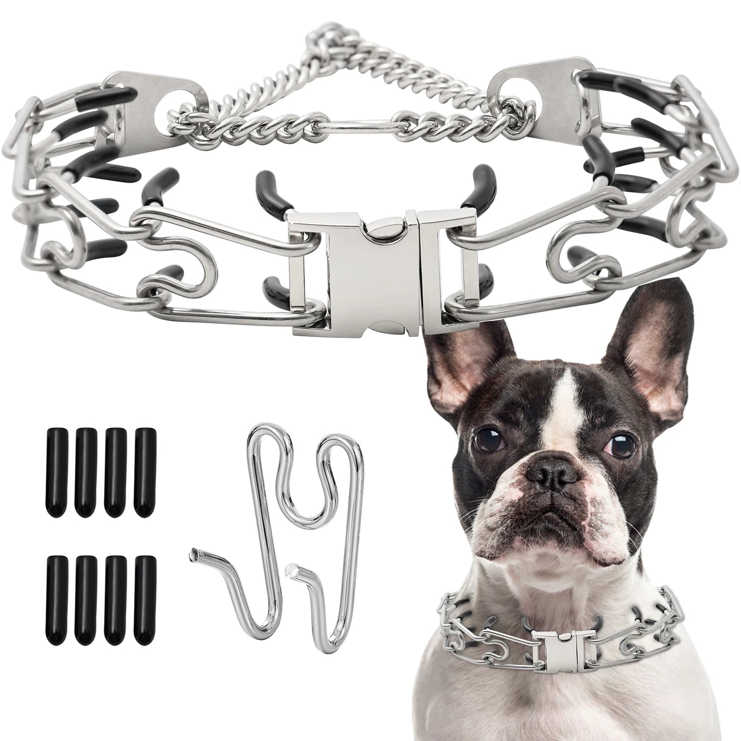 Adjustable Pinch Collar for Dogs,Gold Dog Training Collar Prong Collar with Quick Release Buckle for Small Medium Large Dogs