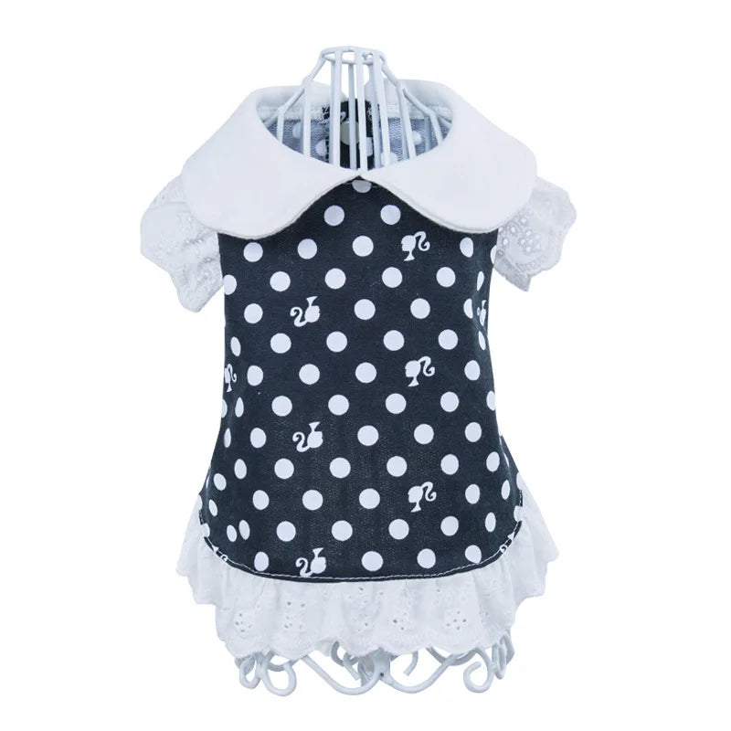 Summer Pet Clothes Dog Dot Clothing Female Dogs Cotton Princess Dress Teddy Dog Dress Summer Dress Dog Clothes For Small Dogs