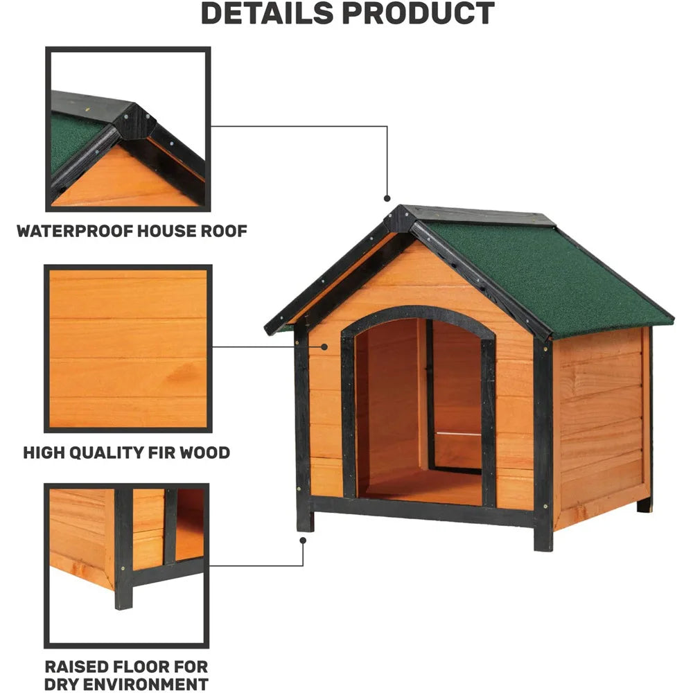 Solid wood dog house outdoor rainproof waterproof outdoor pet kennel winter warm dog house wooden dog cage