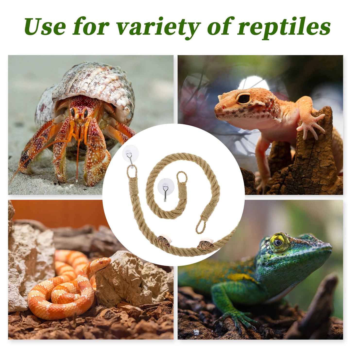 UXCELL Reptile Climbings Jute Ropes Hermit Climbing Rope Ladder Trapez With Suction Cup for Tank Terrarium Accessories