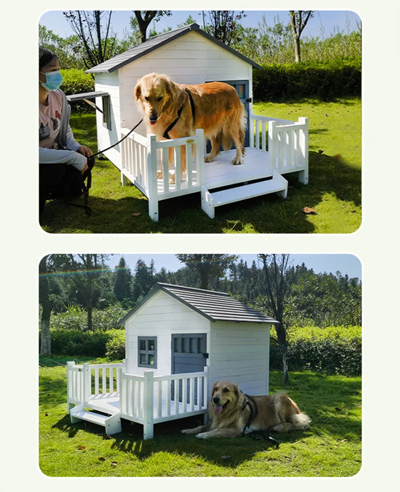 Cat Villa Wooden Kennel Outdoor Rainproof Dog House Cold Proof Dog Shed Courtyard Dog Outdoor House Cage