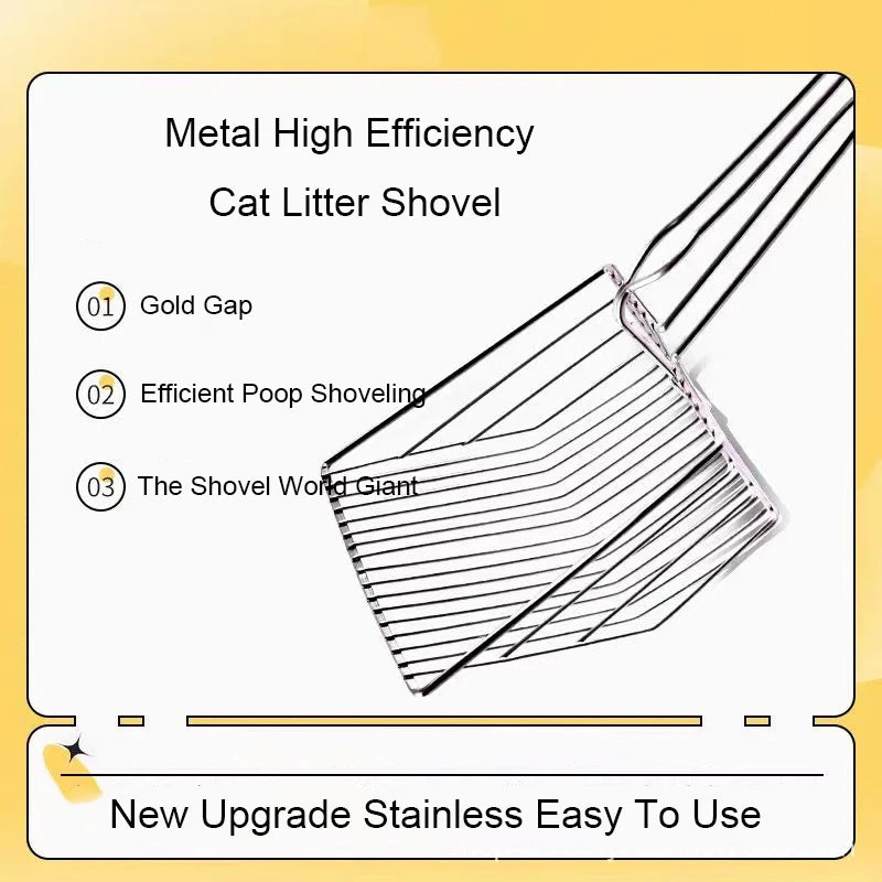 Stainless Steel Cat Litter Shovel Wooden Handle Shovel Easy To Clean Good-Looking Reduce Dust Suitable For Small Dog Toilets