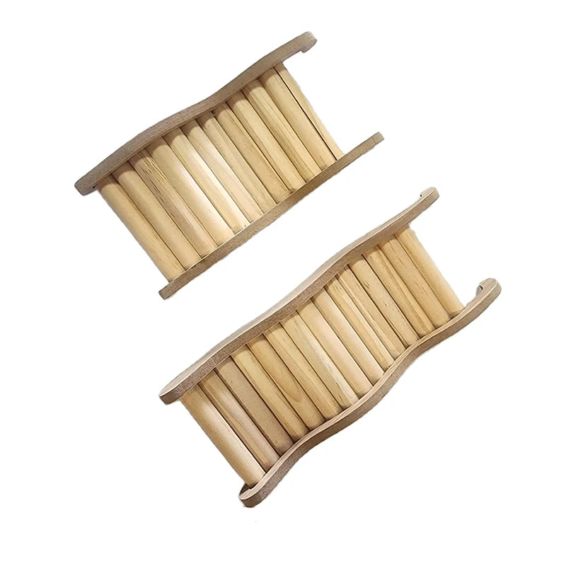 Smooth Hamster Hideaway Wooden Hamster House with Climbing Ladder Small Pet Castle Arch Bridge for Dwarf Mice Gerbils Small Pets