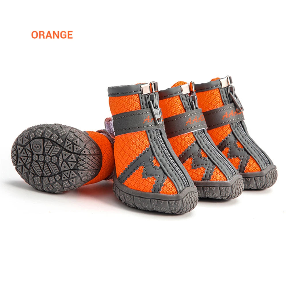 4pcs Waterproof Dog Shoes Anti-slip Rain Boots Footwear Protector Breathable Reflective Booties for Small Dogs Pet Puppy Socks