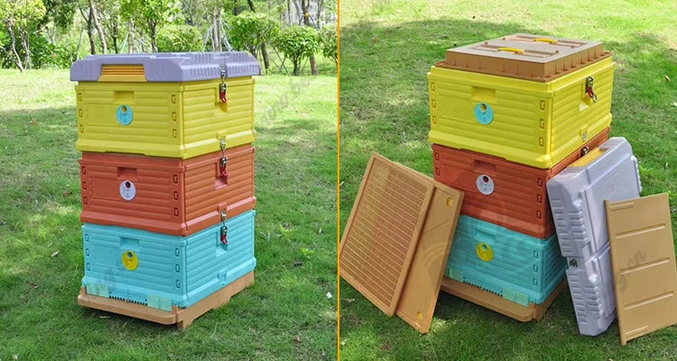 3 Layer Insulation Plastic Polystyrene Beehive 10 Frames Thermo Beehive Langstroth Beehive Top Bee Feeder Bee Farm Beekeeping