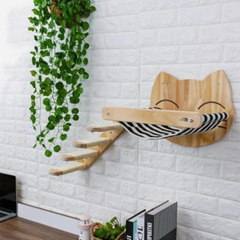 Cat Wall Mounted Furniture Climbing Shelves Scratching Post Hammock With Ladders and Bridge of High Quality For Cat Playing