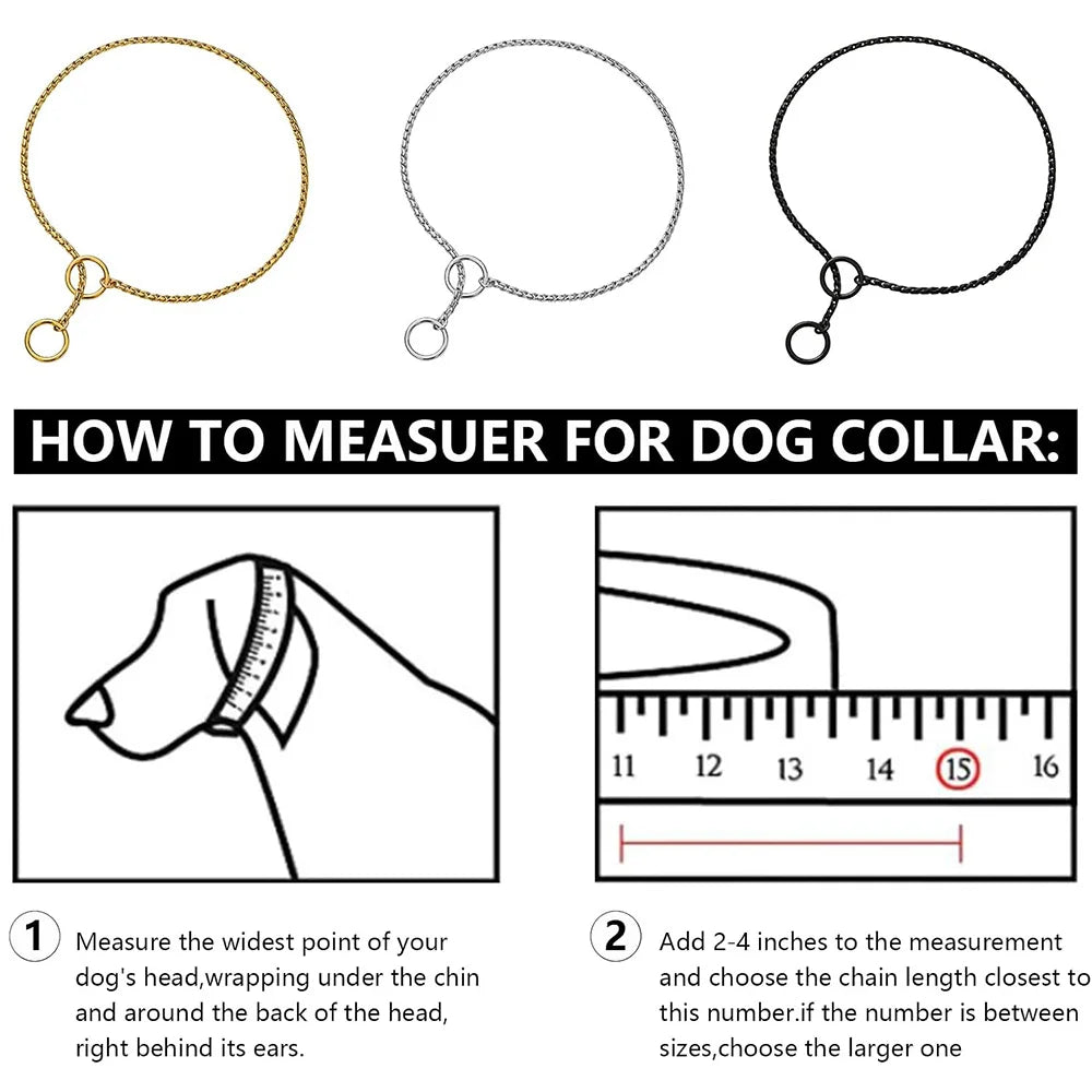 Metal Chain Dog Show Collar Pet Slip Collar for Shows Fine Brass Snake Choke Chain Collar Adjustable for Small Medium Large Dogs