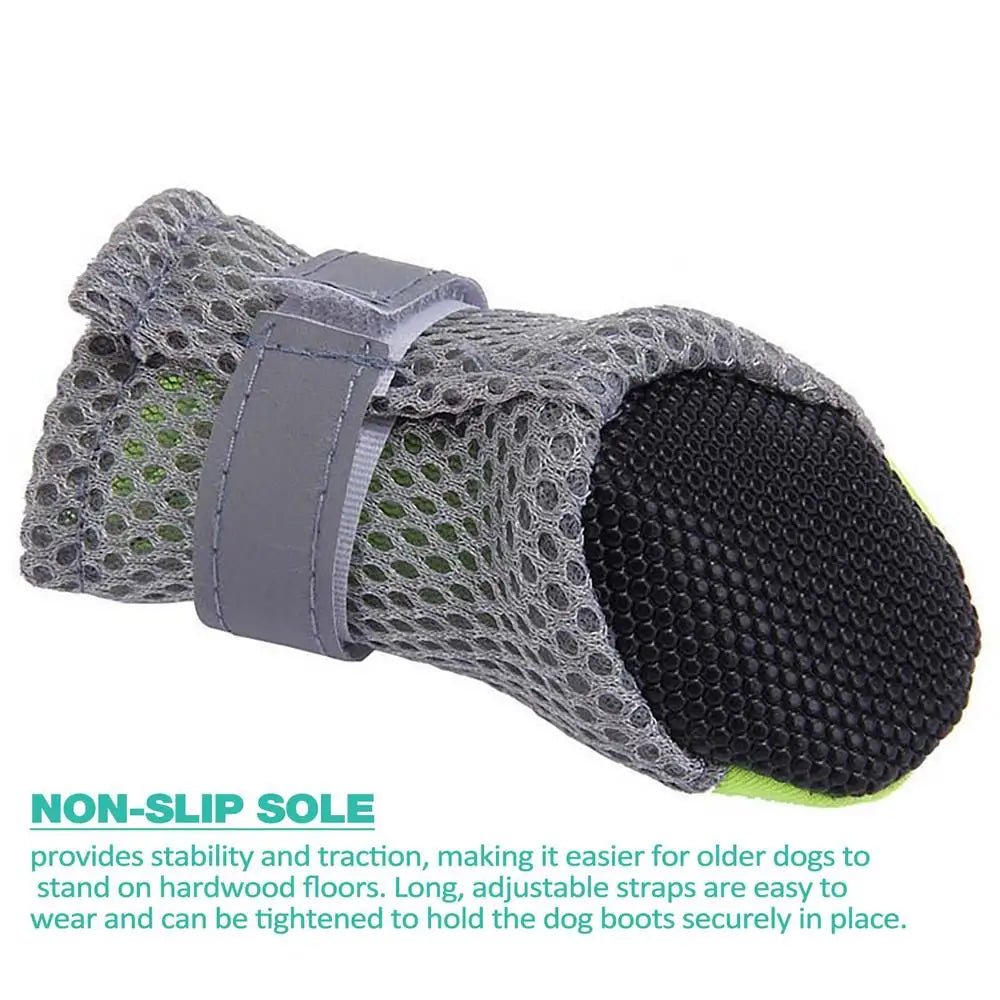 Small Dog Shoes Mesh Hiking Boots Paw Protector 4pcs Breathable Dog Shoes Adjustable Non Slip For Outdoor Running Walking Summer