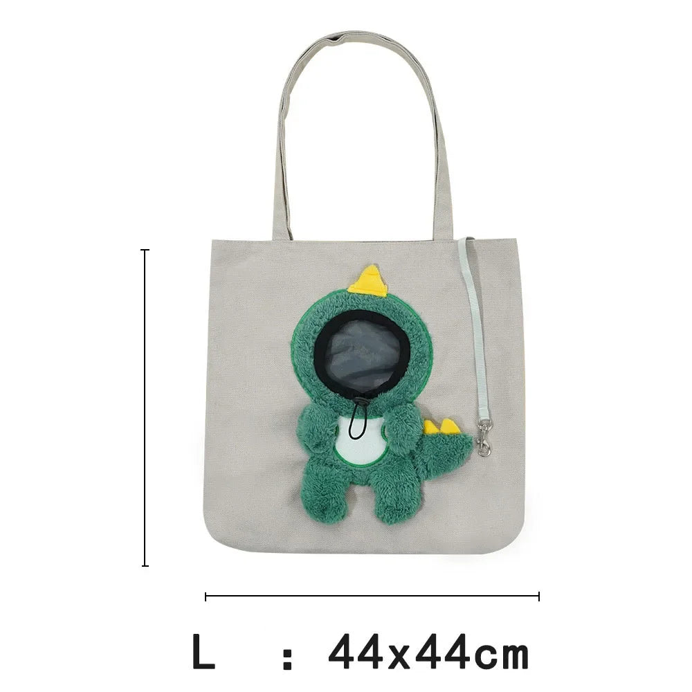 Pet Canvas Shoulder Bag Bee Rabbit Dinosaur Shape Cute Cat Carrier Portable Shoulder Carrying Bag Chest Cat Bag Outdoor Cat Tote