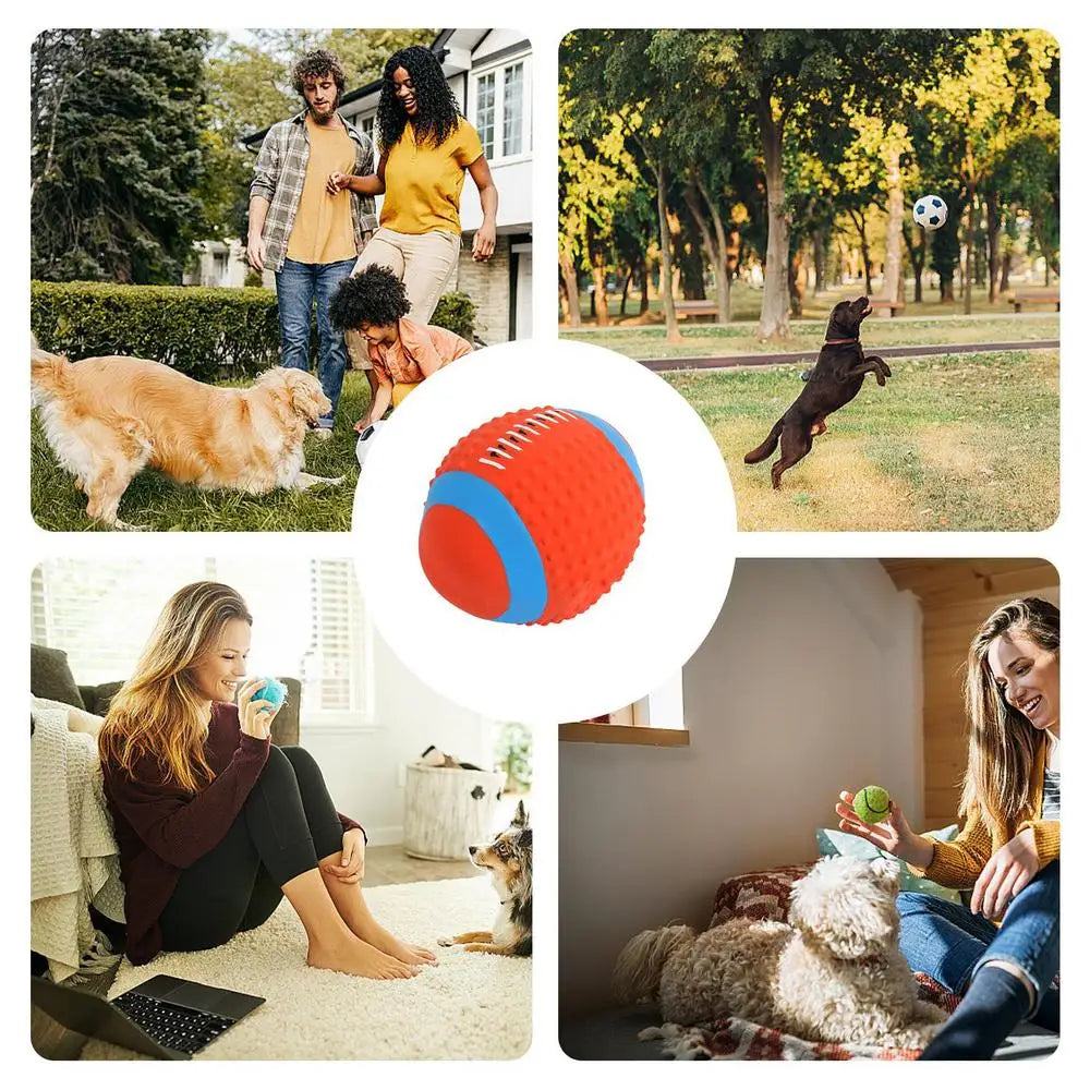 Squeaky Dog Ball Toys Tough Ball Pet Toys For Large Breed Interactive Big Dogs Chew Ball For Teething Cleaning  Dog Sound Toys