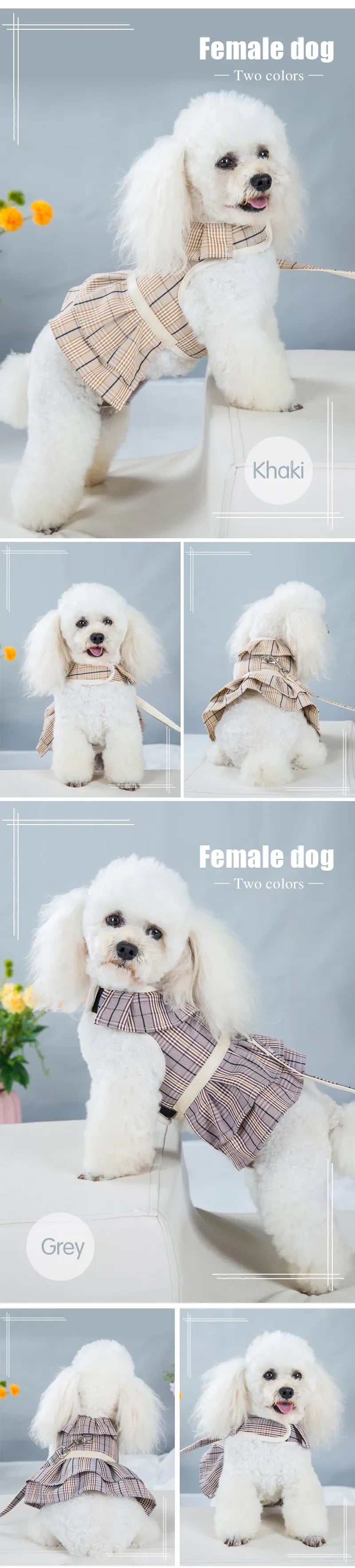 2023New Dog Harness Elegant Comfortable Breathable Pet Dress Collar For Small Dogs Fashion Lovers Vest Dog Harness and Leash Set