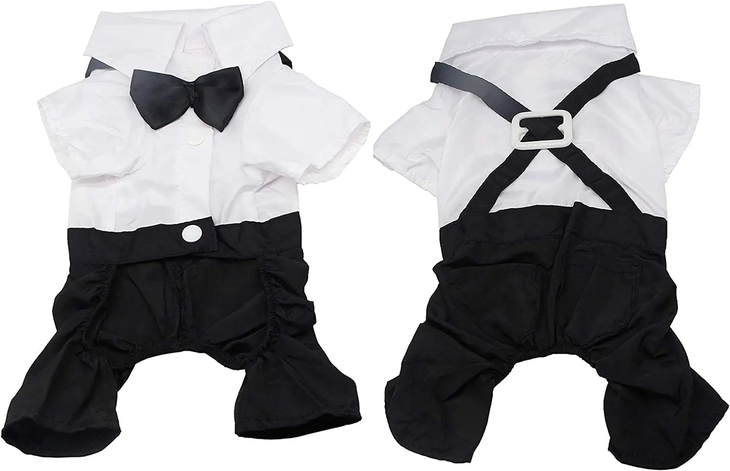 Stylish Dog Tuxedo Suit Dog Prince Wedding Shirt Costume Formal Tuxedo with Bowtie Puppy Clothes Dog Jumpsuit for Small Dogs