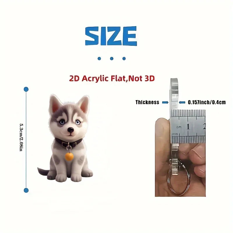 Husky Dog Cartoon Acrylic Keychain Cute Puppy Acrylic Pendant Versatile Charm for Car Mirror,Backpacks,Home,Festive,Gift & Decor
