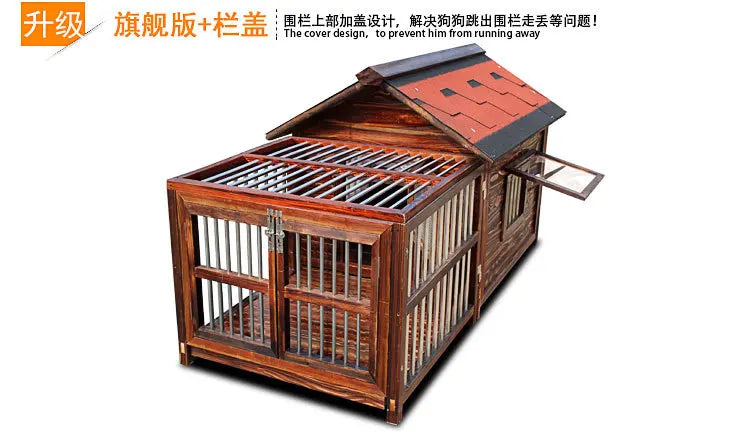 4XL Pet Kennel Large Dog Summer Cooler All Seasons Universal Medium Dog Kennel Solid Wood Removal and Washing