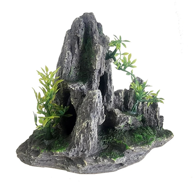 Resin Aquarium Rockery Mountain Decoration Artificial View Rock Cave Stone Tree Fish Tank Ornament Pet Supplies Home Decor New