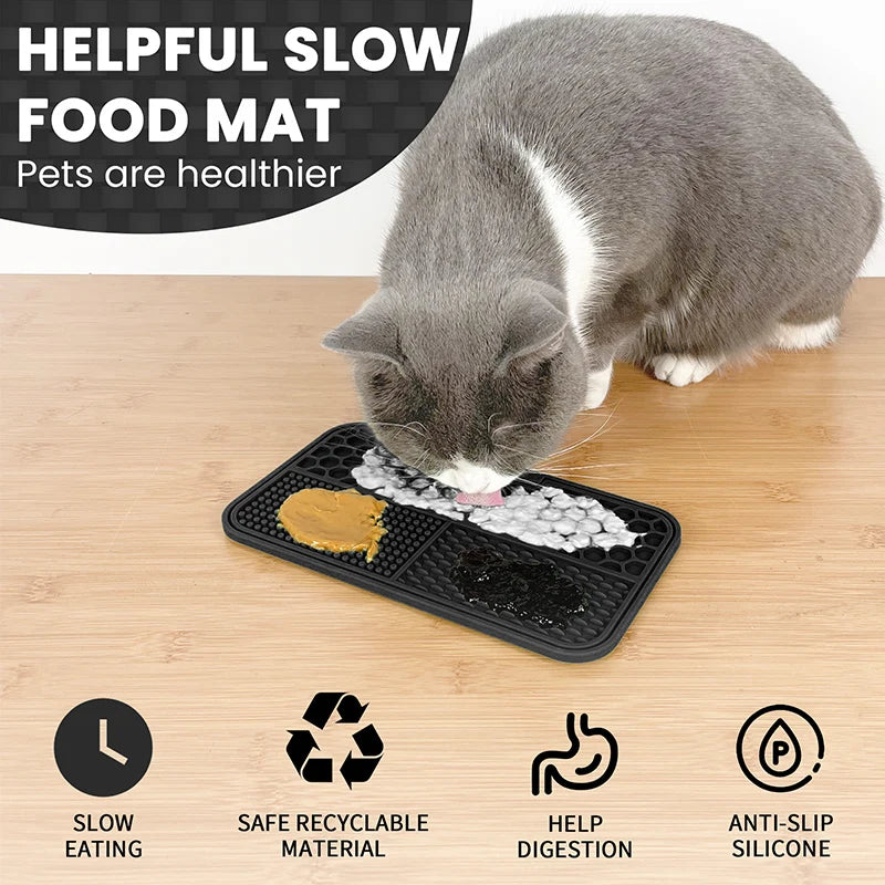 Pet Placemat Cat Feeding Mat Dog Slow Food Mat Cats Feeding Pads Solid Color Silicone Non-Slip Pet Supplies