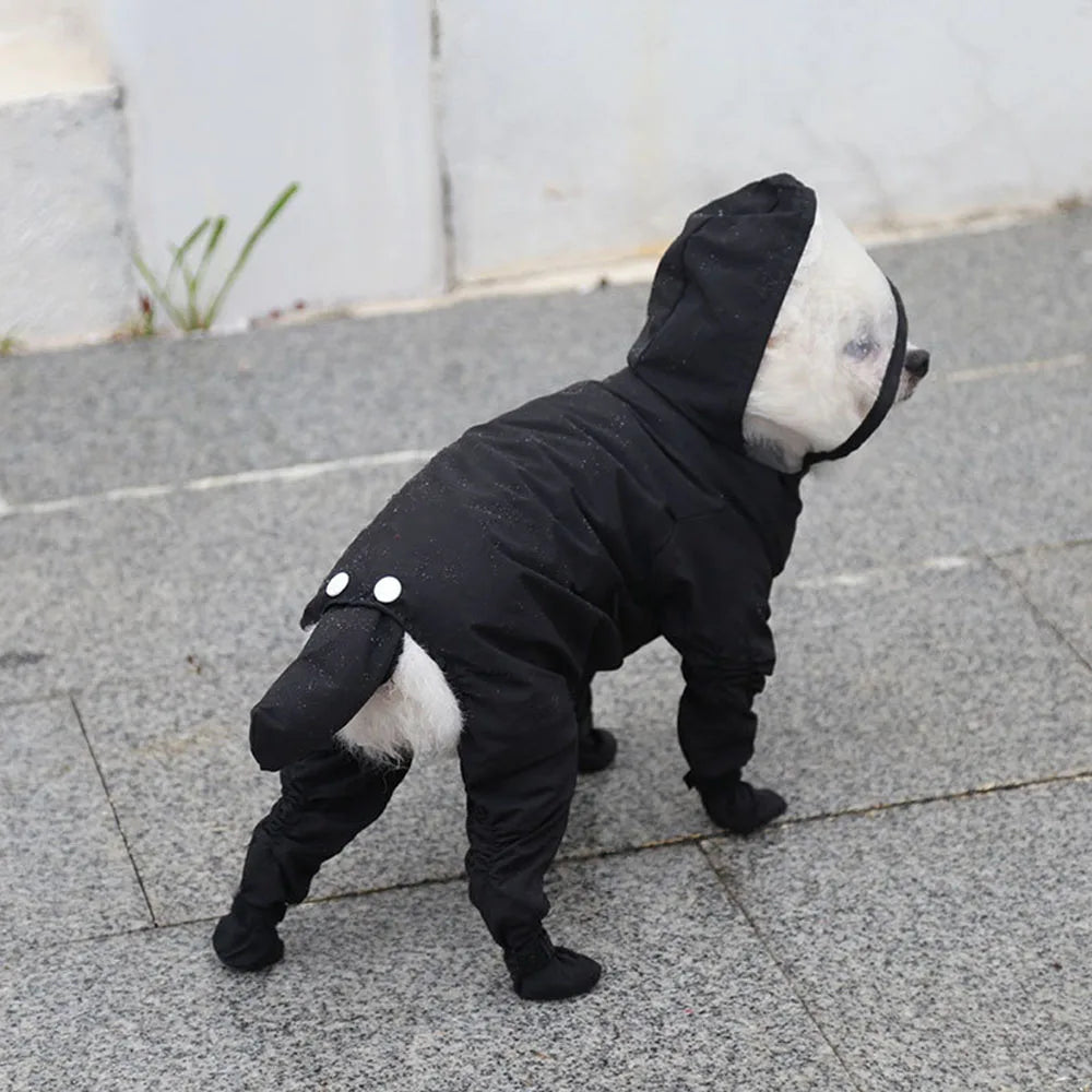 Small Dog Raincoat Hooded Pet Rain Wear Waterproof Teddy Poncho with Rain Boots Adjustable Puppy Dog Full Body Coverage with Hat