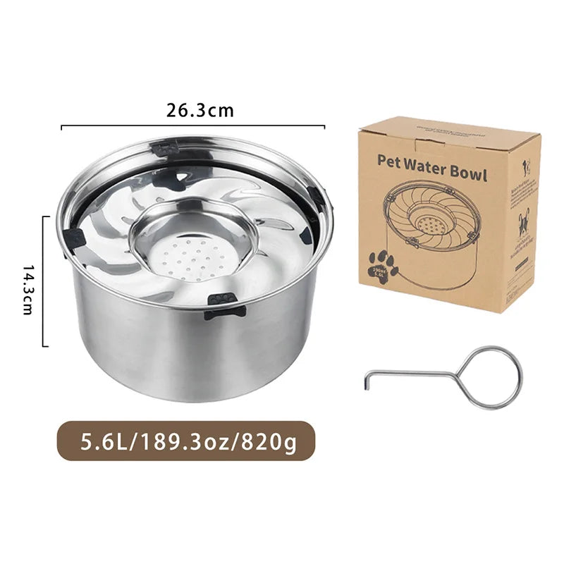 Big Capacity Stainless Steel Dog Floating Bowl, No Spill Anti-Splash Dog Water Dispenser, Non-Slip Dog Cat Pet Water Feeder Bowl