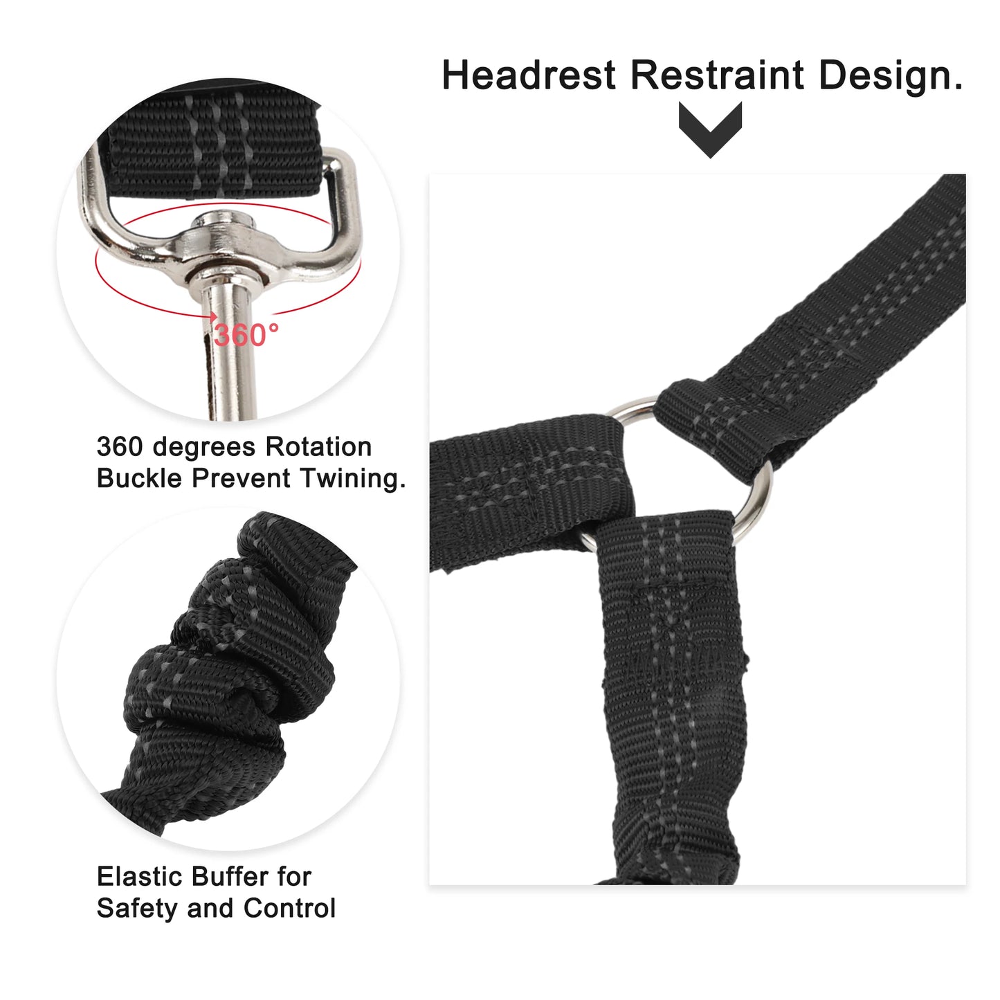 UXCELL Double Dog Seat Belt Nylon Dual Pet Car Headrest Restraint Safety Seatbelt No Tangle Dog Leash Duty Elastic