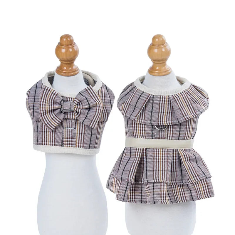 2023New Dog Harness Elegant Comfortable Breathable Pet Dress Collar For Small Dogs Fashion Lovers Vest Dog Harness and Leash Set