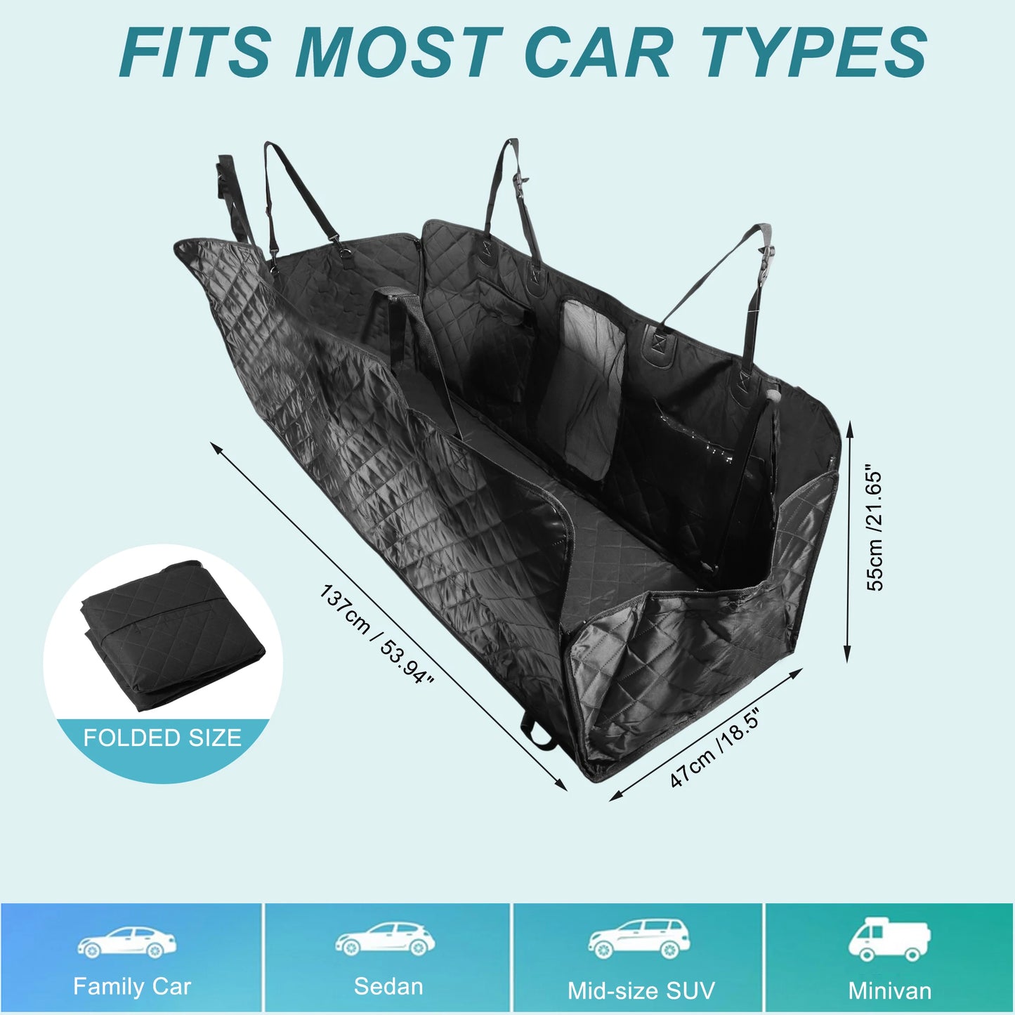 UXCELL Dog Car Seat Cover for Back Seat Cationic Fabric Dog Beds Mats Waterproof Hammock Nonslip Washable Pets Beds Mats