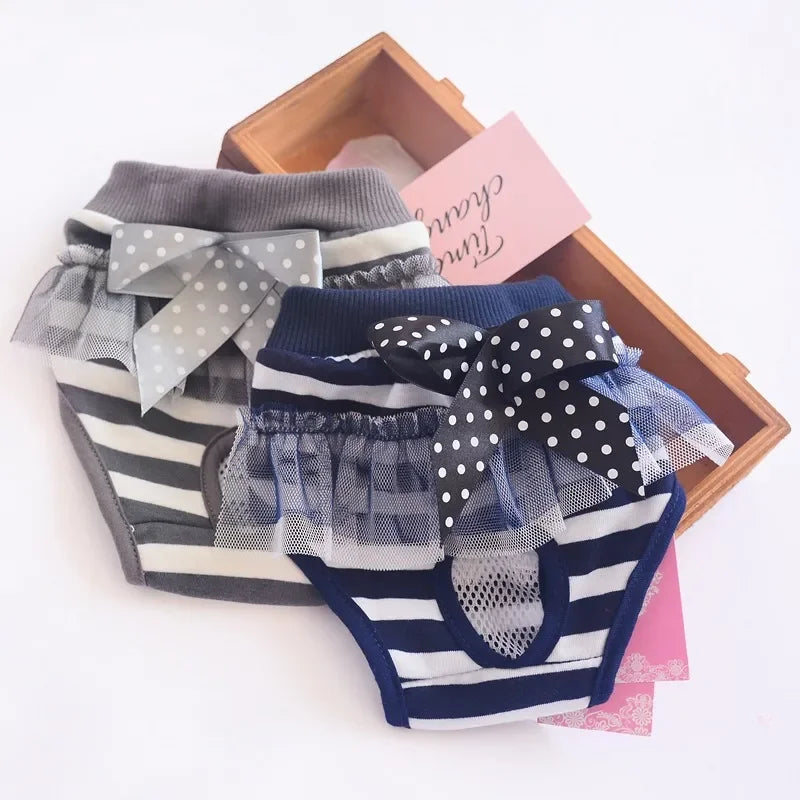 Cute Pet Dog Striped Sanitary Physiological Pants Panty In Season Diaper for Puppy Female Lovely Underwear Pet Briefs