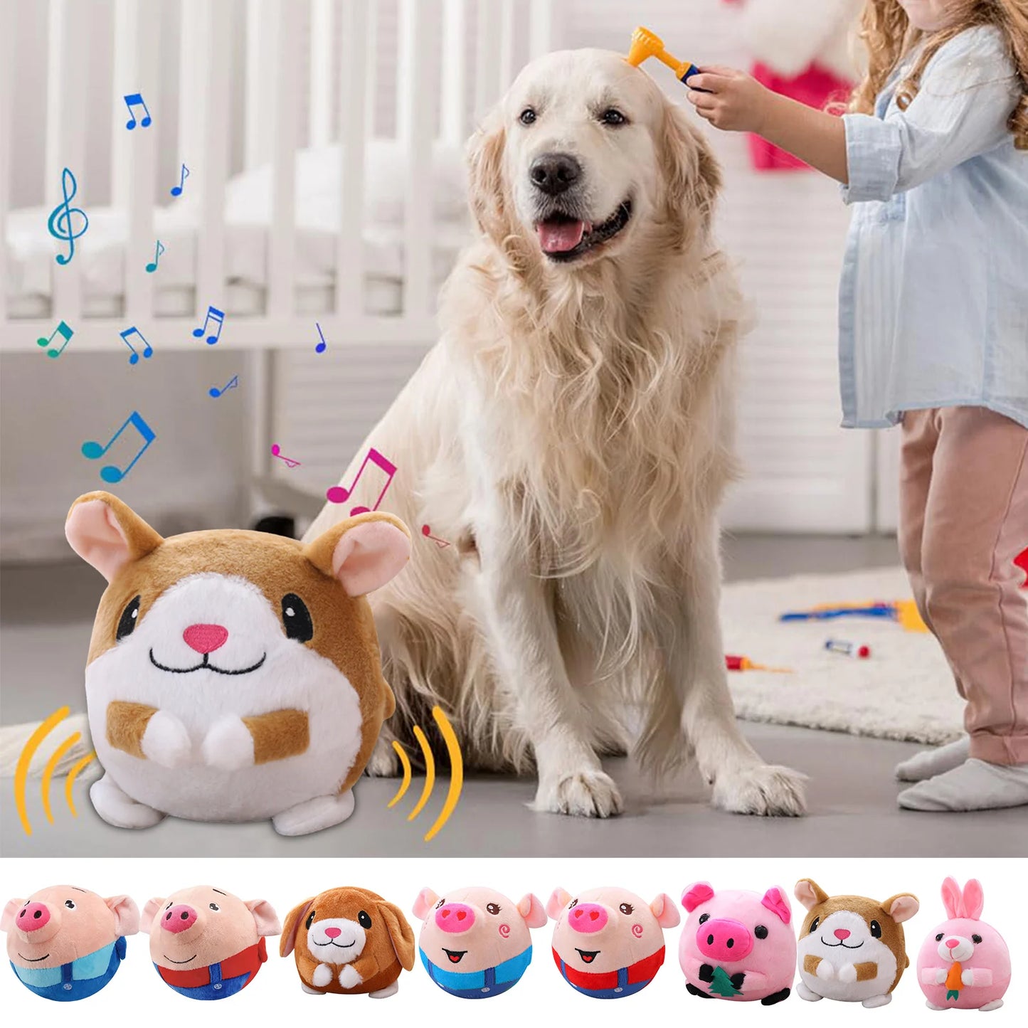 Active Moving Pet Plush Toy Plush Puppy Dog Toys That Move Auto Bounce Squeaky Pet Toy Dog Toys Soft Plush Pet Toy Cute Fun