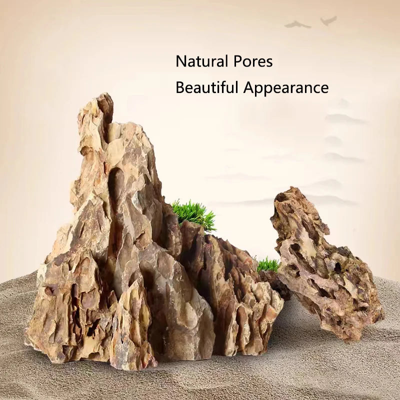 Natural Aquarium Decoration Stone Rockery Landscaping Fish Tank Porous Pine Stone Beautiful Landscape Good for Plants Growth