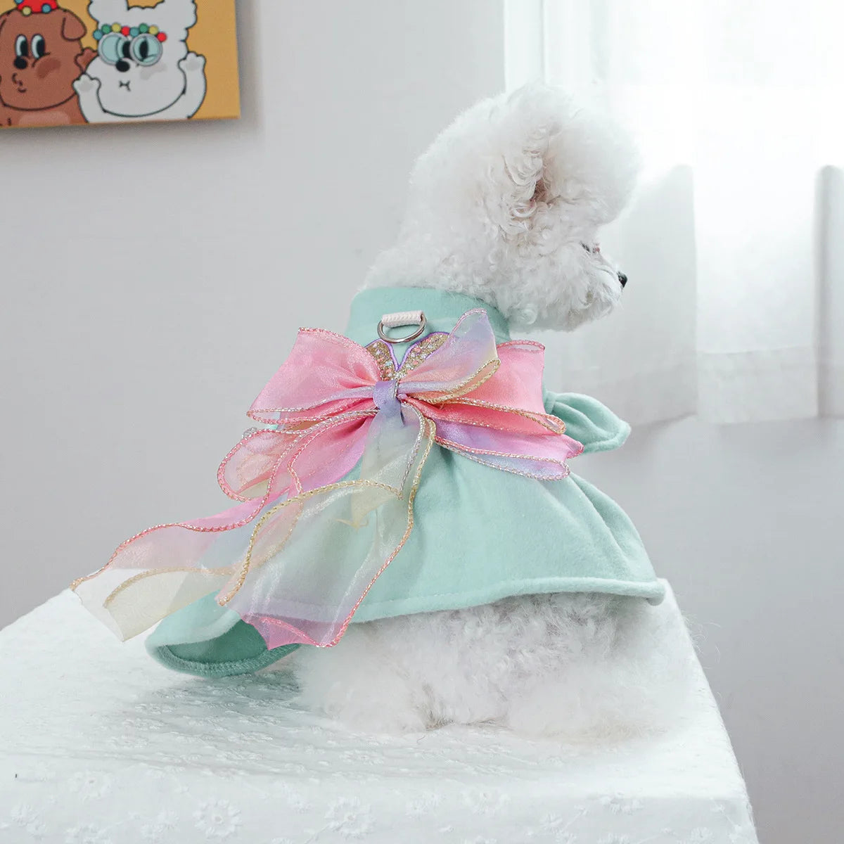 Luxury Woolen Princess Dress for Small Dogs Girl, Autumn Winter Warm Dog Clothes Yorkie Chihuahua Puppy Bowknot Skirts