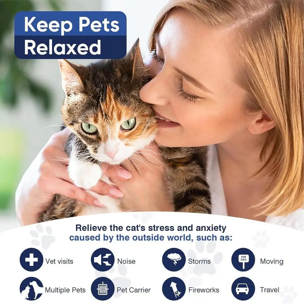 4pcs Calming Collar For Cats Relax Cat Pheromone Collar Calming Pheromone Collar Cats Adjustable Long-Lasting Pheromone Collar