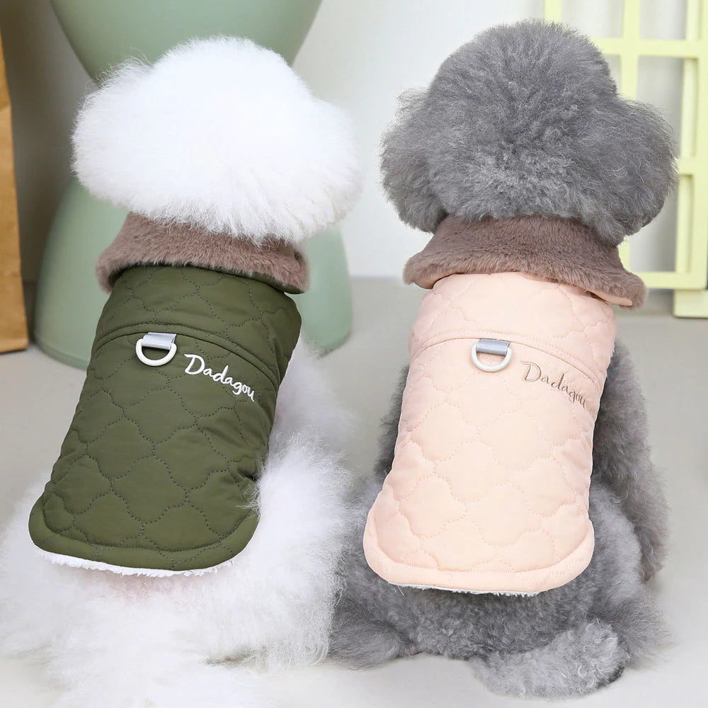 Waterproof Winter Pet Jacket Clothes Super Warm Small Dogs Clothing With Fur Collar Cotton Pet Outfits French Bulldog Coat Vest