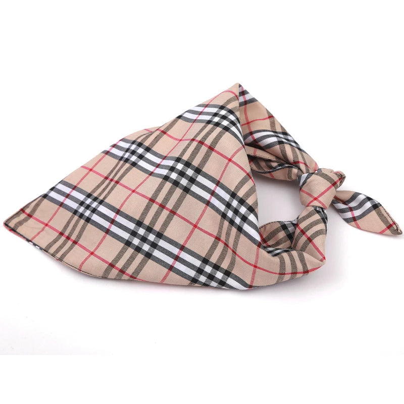 Floral Cotton Pet Collar for Kitten Double Layered Dog Harness Accessories Luxury Designer Outdoor Plaid Triangle Neck Collar