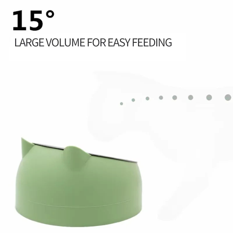 Stainless Steel Cat Bowl Double Bowl To Protect Cervical Vertebra Cat Bowl Oblique Explosion Pet Food Basin Cat Supplies
