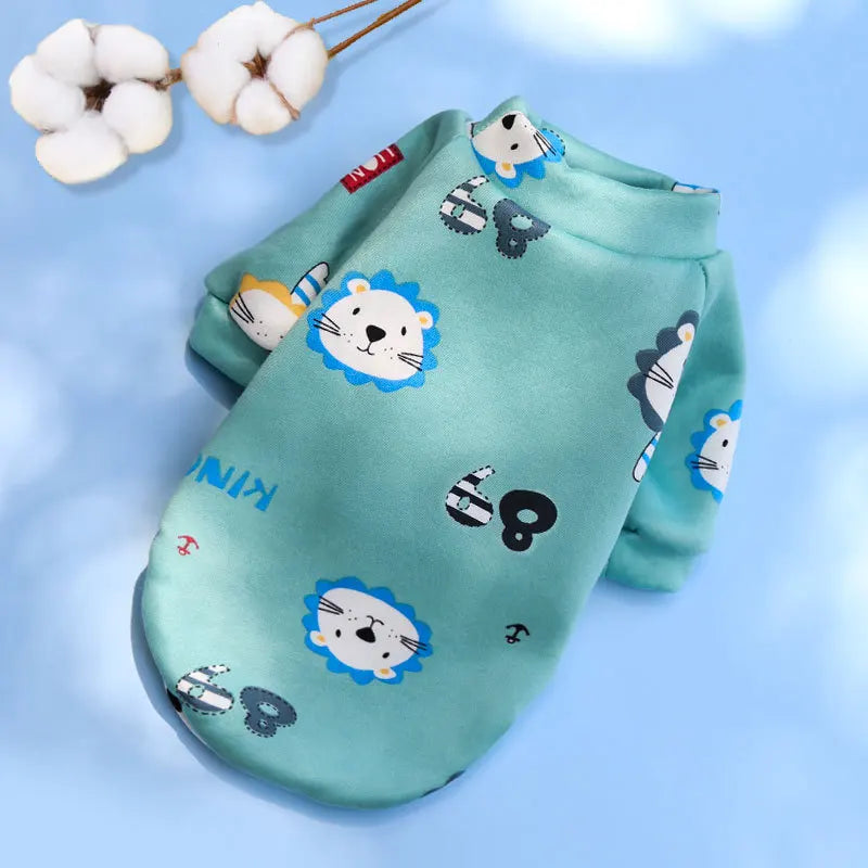 Pet Dog Costume Cute Printed Pet Coat Cotton Soft Pullover Dog Shirt Jacket Sweatshirt Hoodie Cat Clothes Suit Sweater Outfit