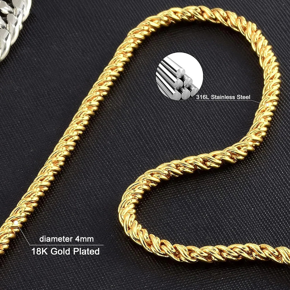 Dog Chain Leash for Dog Collar 18K Gold Sliver Cuban Link Anti-Bite Metal Strong Dog Leash for Walking Training Small Medium Dog