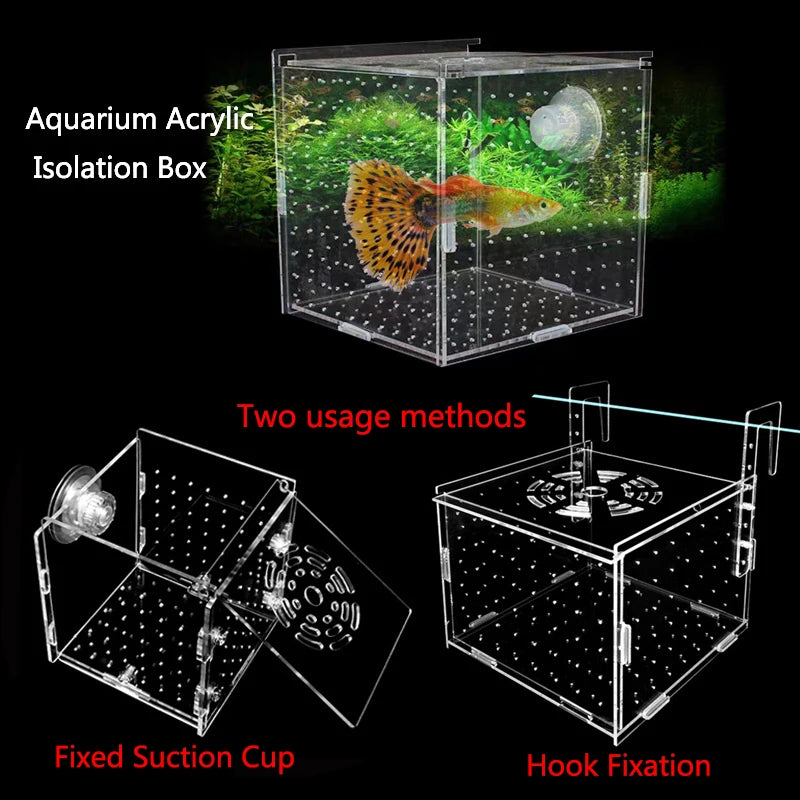 HighTransparent Acrylic Aquarium Fish Breeding Feeding Isolation Box Fish Aquarium Breeder Hatching Incubator Tank Accessories