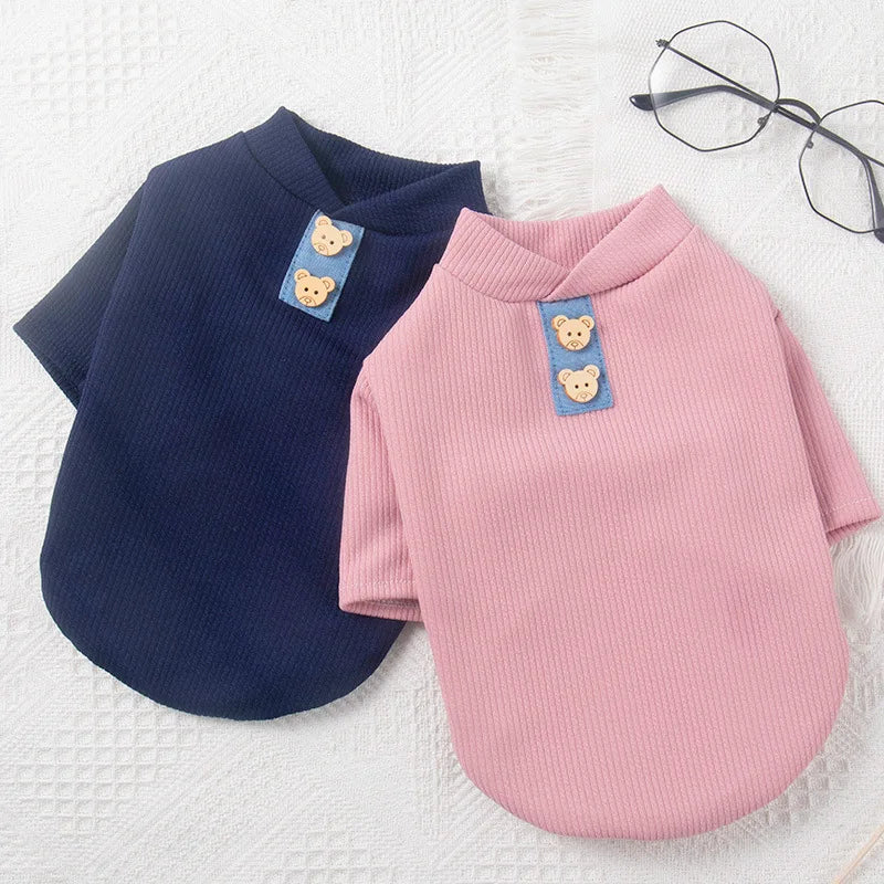 Pet Dog Striped T-Shirt Dog Cat Cotton Vest Clothes Spring Summer Pet Apparel Shirt for Small Medium Pets French Bulldog Bichon