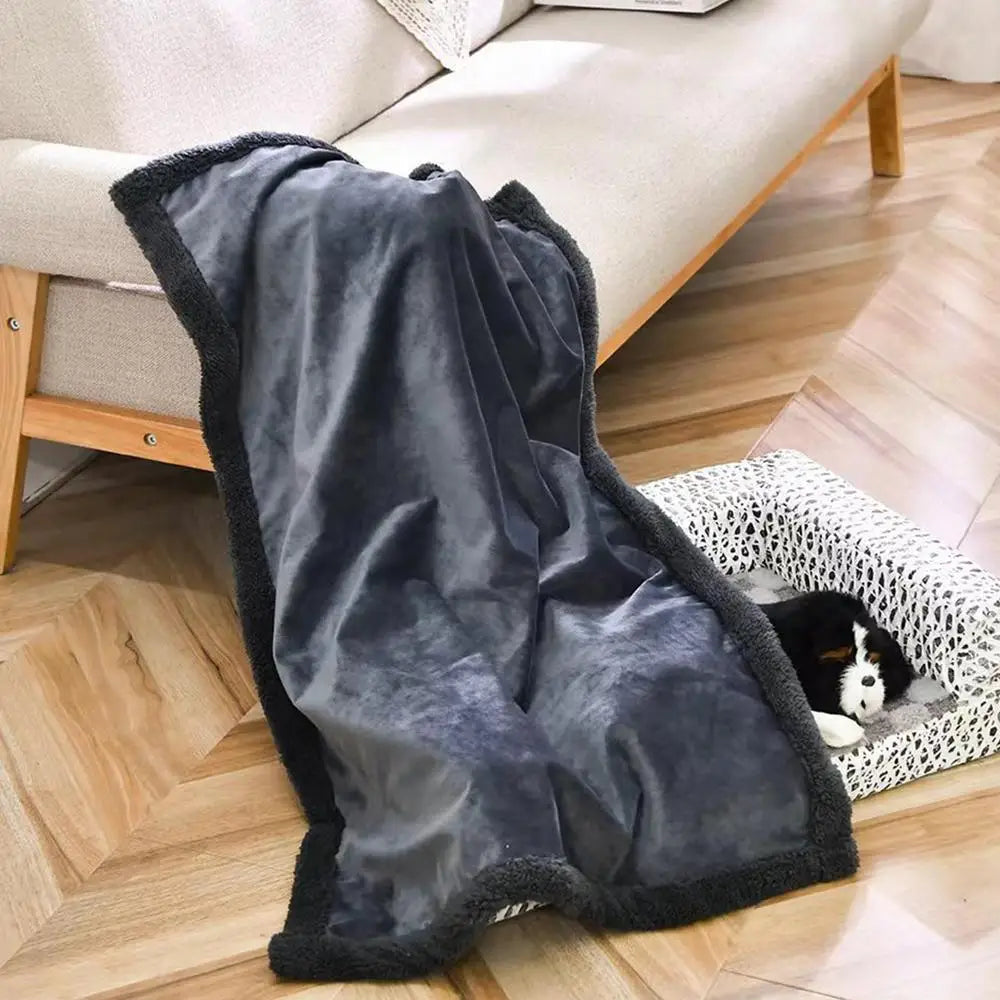Waterproof Blanket For Dogs Double Layer Thickened Warm Washable Dog Blankets Short Plush Cover Blanket Four Seasons General For